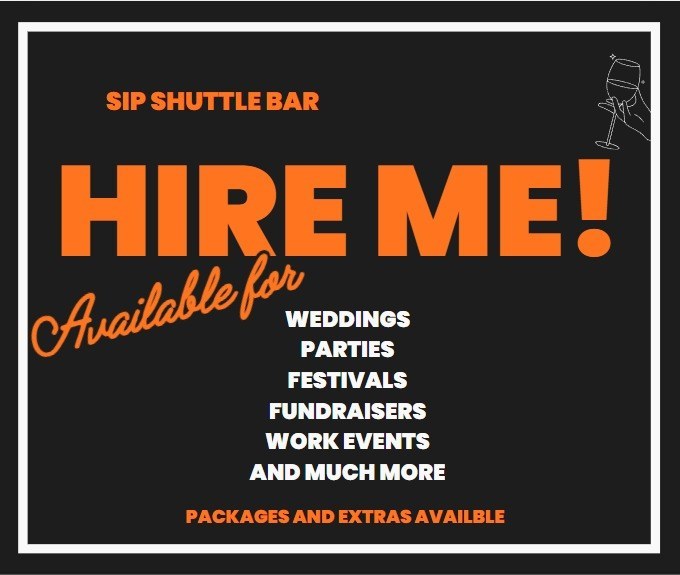 Sip Shuttle Bar Hire Me graphic — weddings, parties and festivals