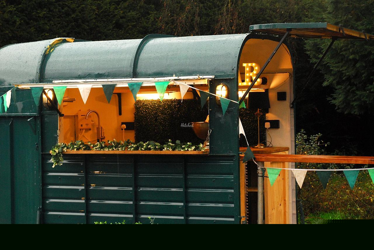 Horsebox hatch lit at an outdoor event